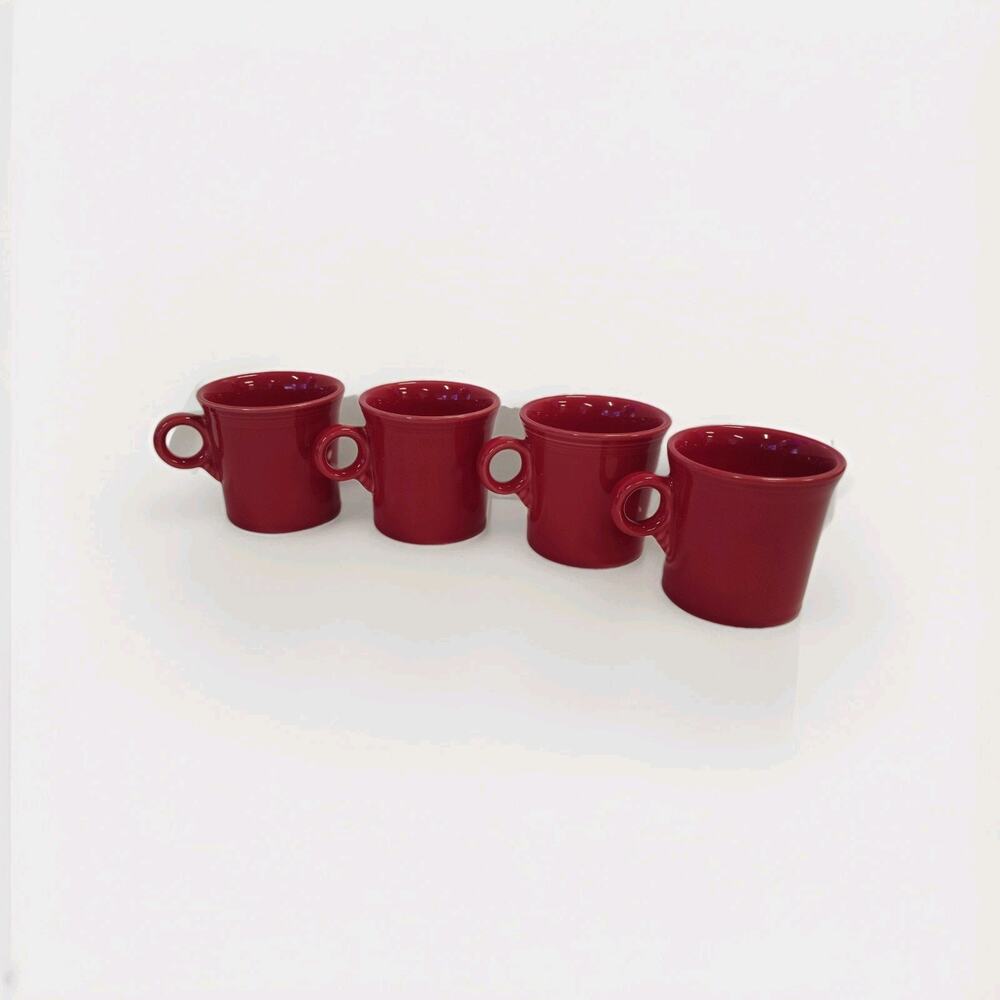 Fiesta SCARLET RED Coffee Mug Cup O Ring Handle Fiestaware HLC Set Of 4